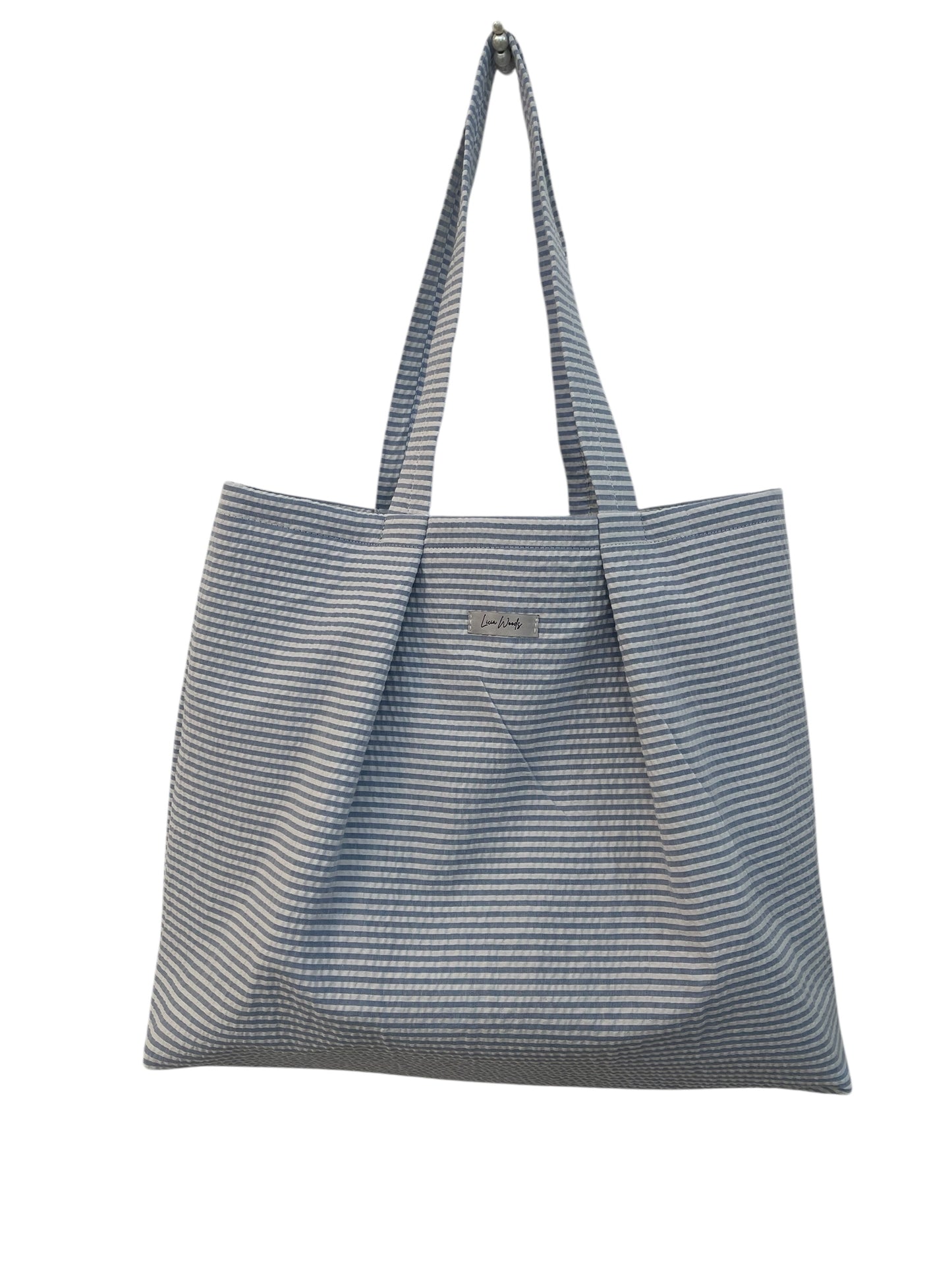 Borsa grande in tessuto RIGHE AZZURRINE E BIANCHE