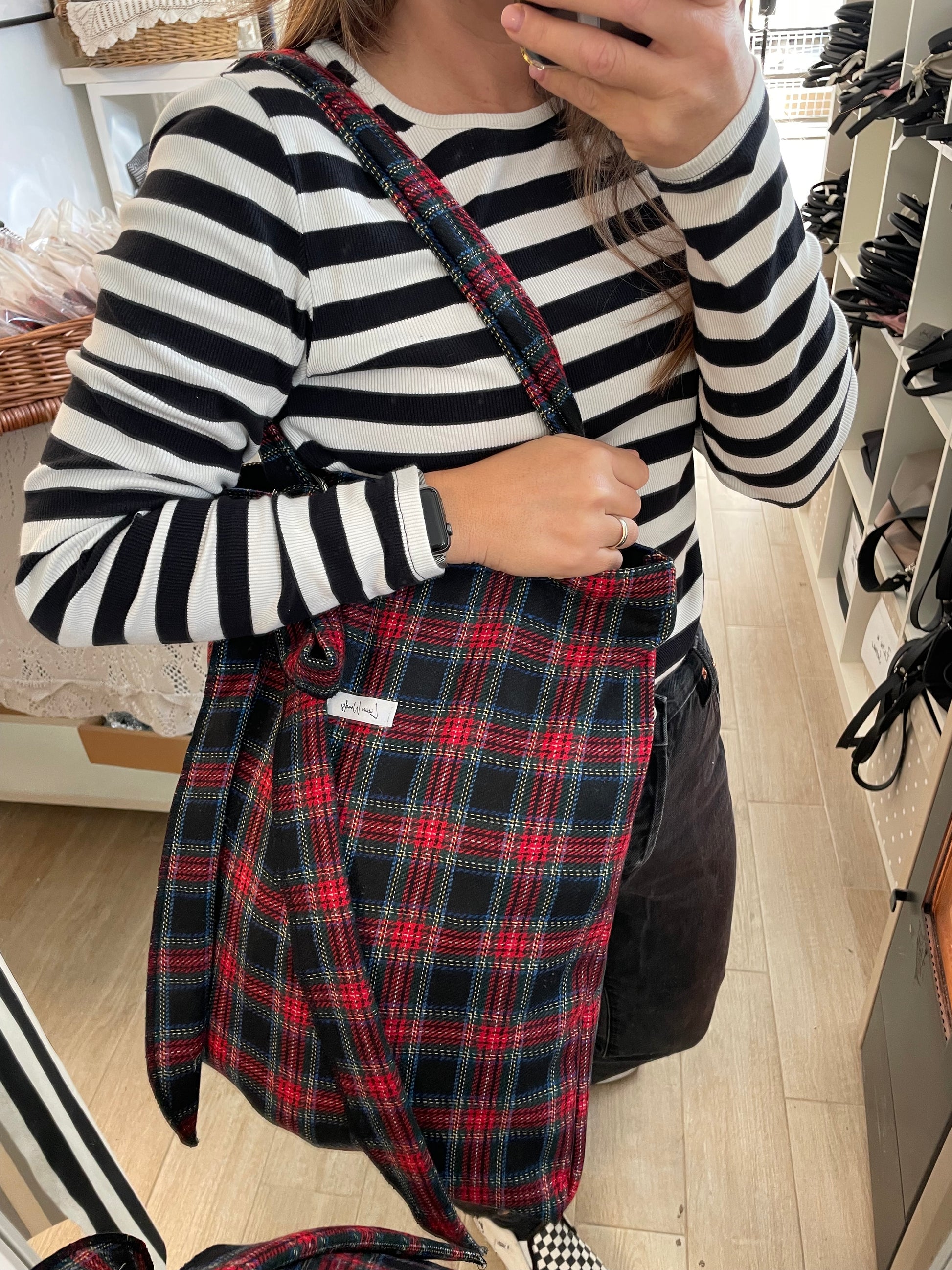 Shopper Lana Tartan con Fiocco