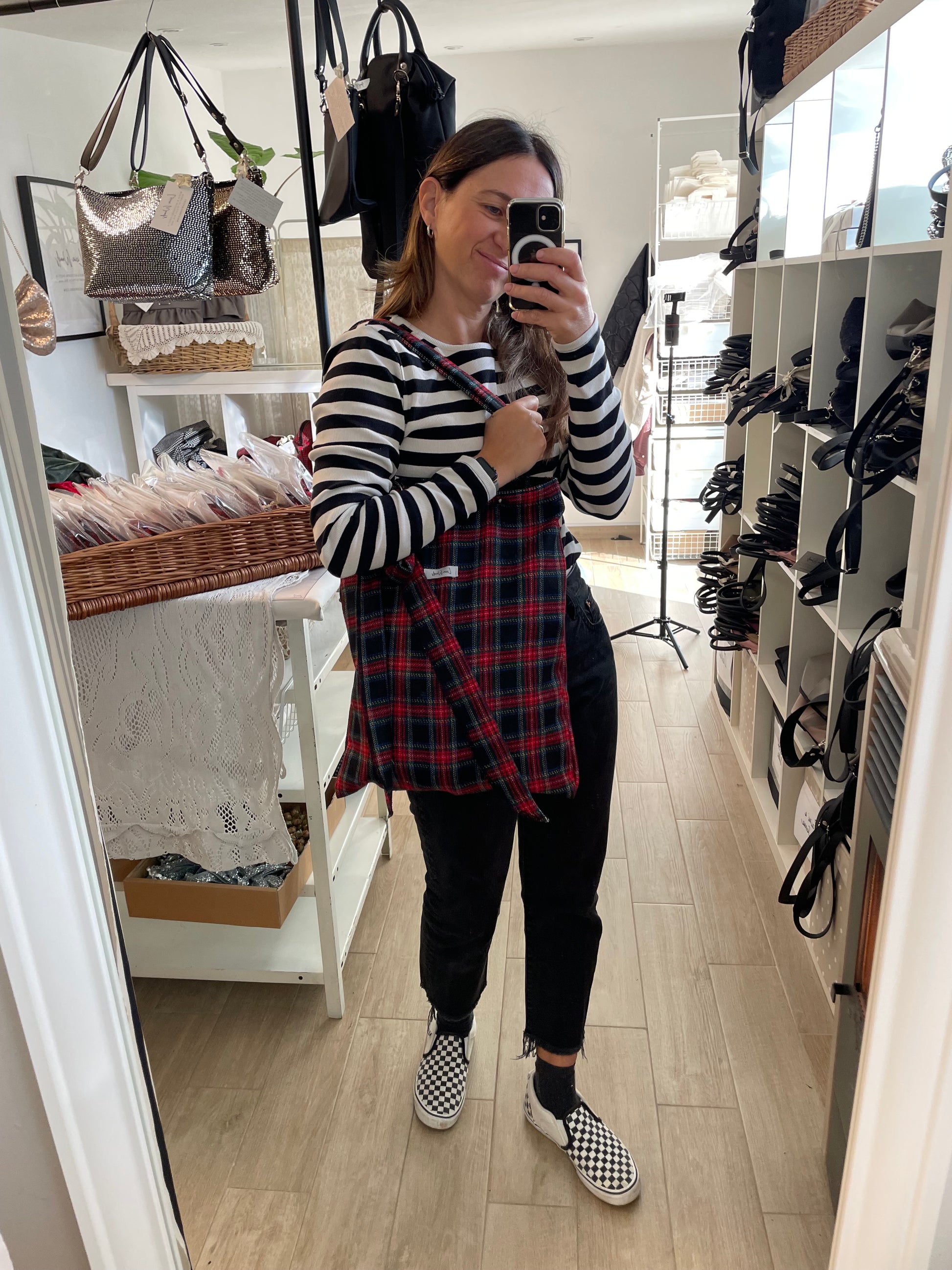 Shopper Lana Tartan con Fiocco