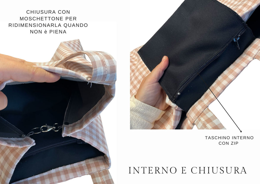Borsa grande in tessuto VICHY ROSA BABY