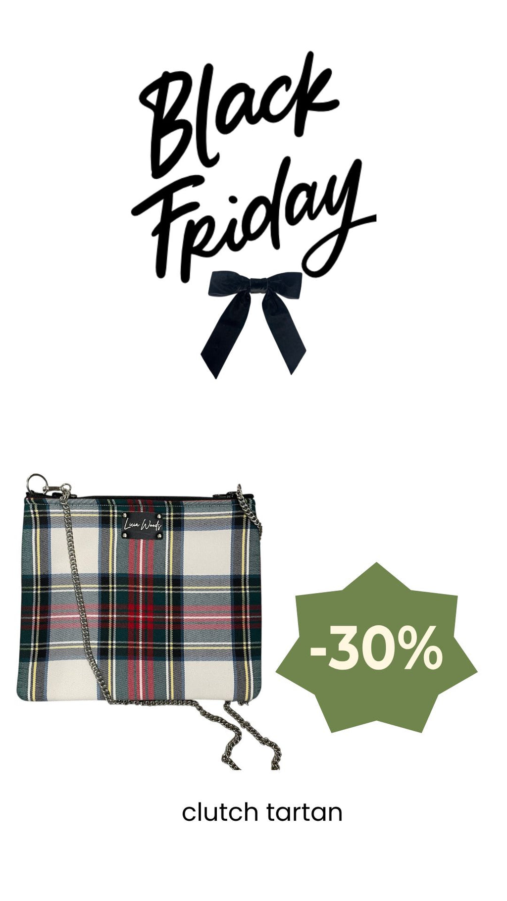 clutch tartan bianco e rosso