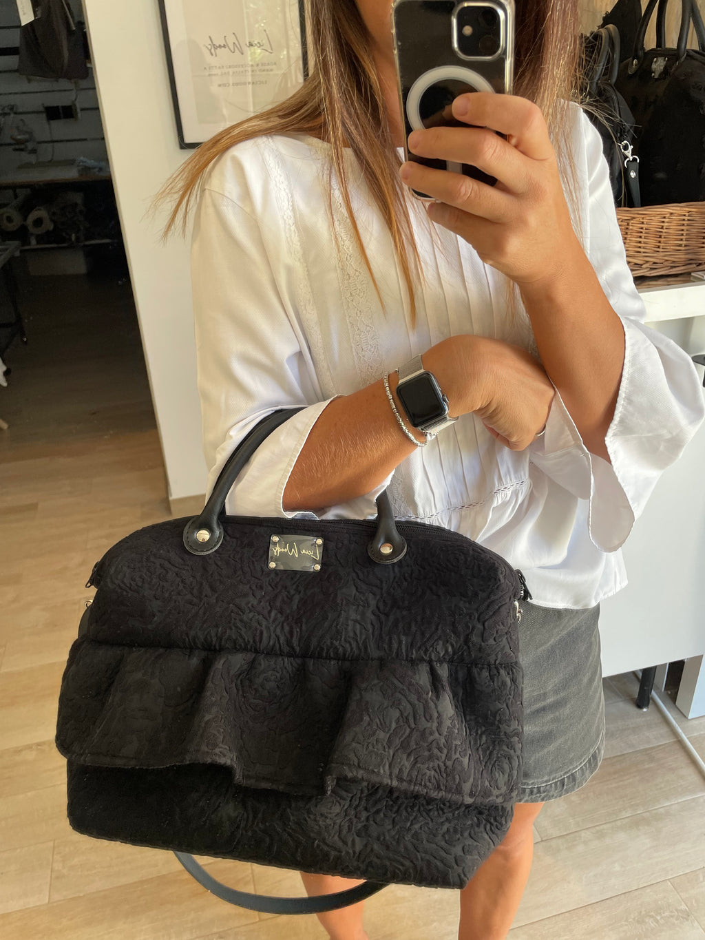 Bauletto Grande broccato con frappa