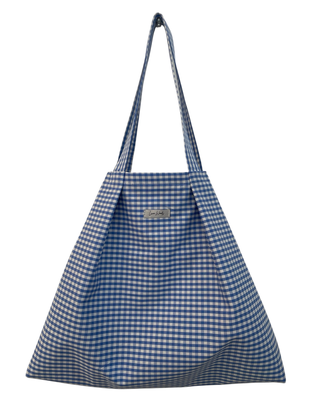 Borsa grande in tessuto VICHY azzurro