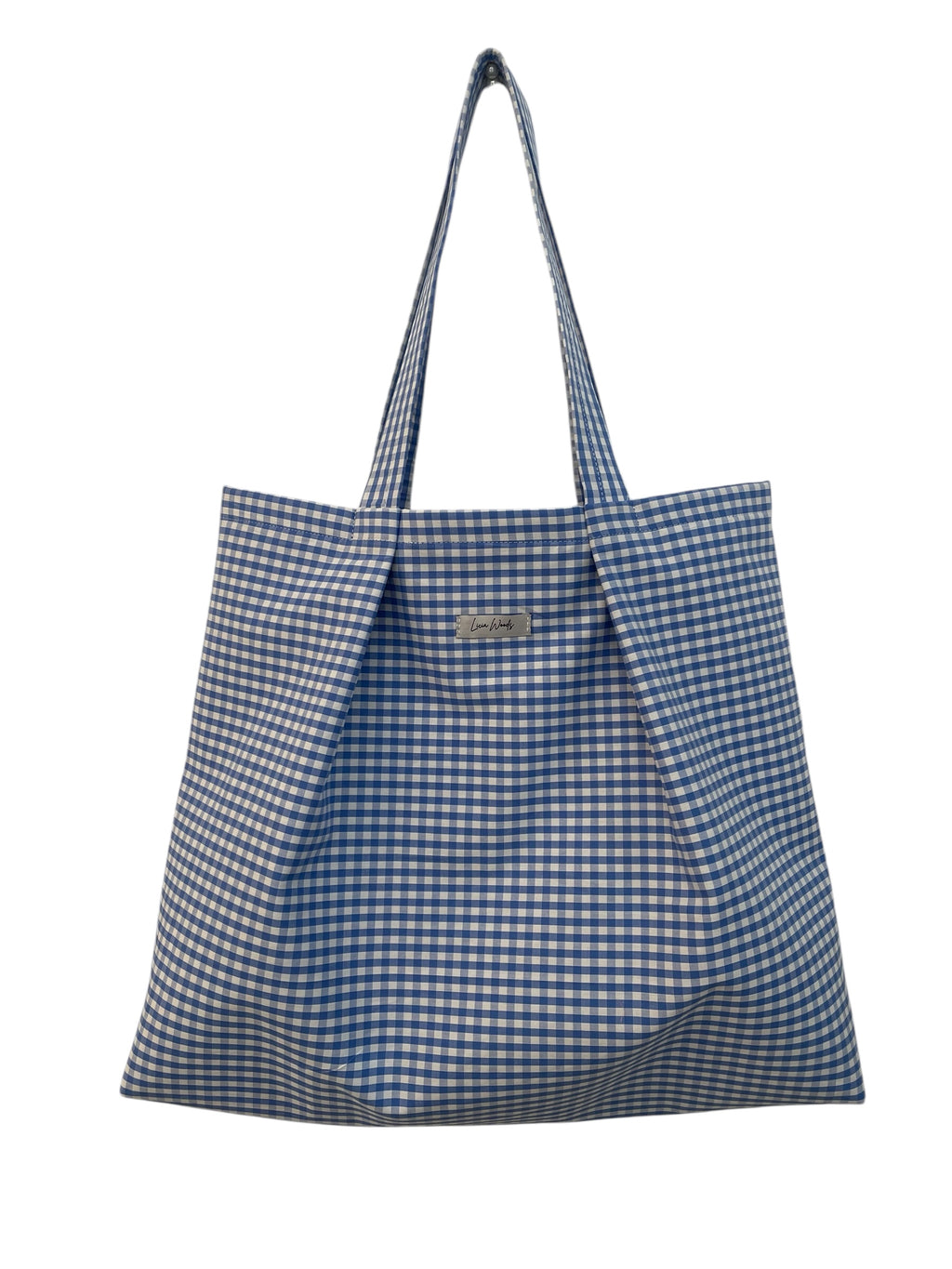 Borsa grande in tessuto VICHY azzurro