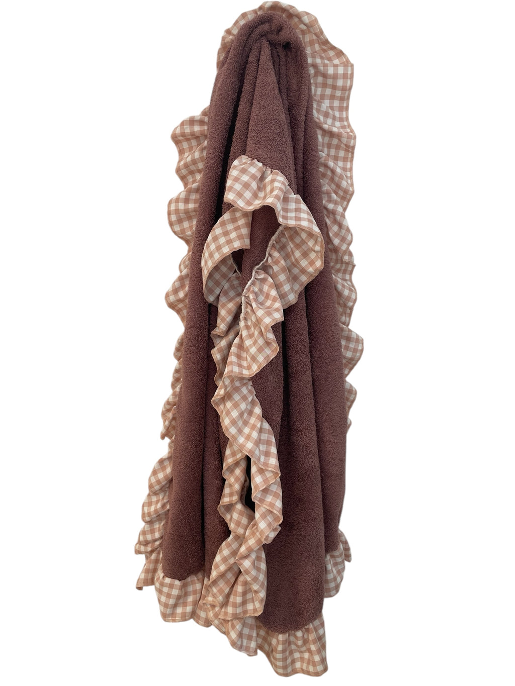 Telo da MARE 100% spugna e frappa color vichy ROSA CIPRIA