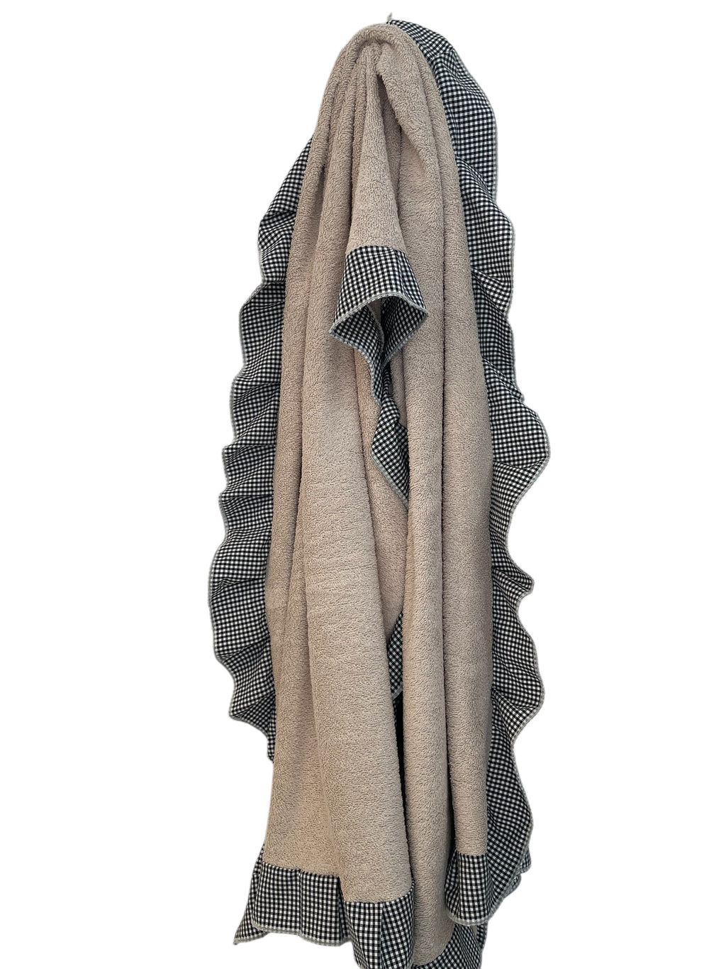 Telo da MARE 100% spugna e frappa color vichy BIANCO E NERO