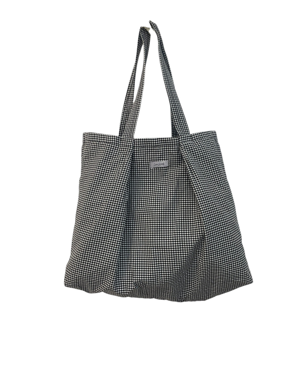 Borsa grande in tessuto VICHY BIANCO E NERO