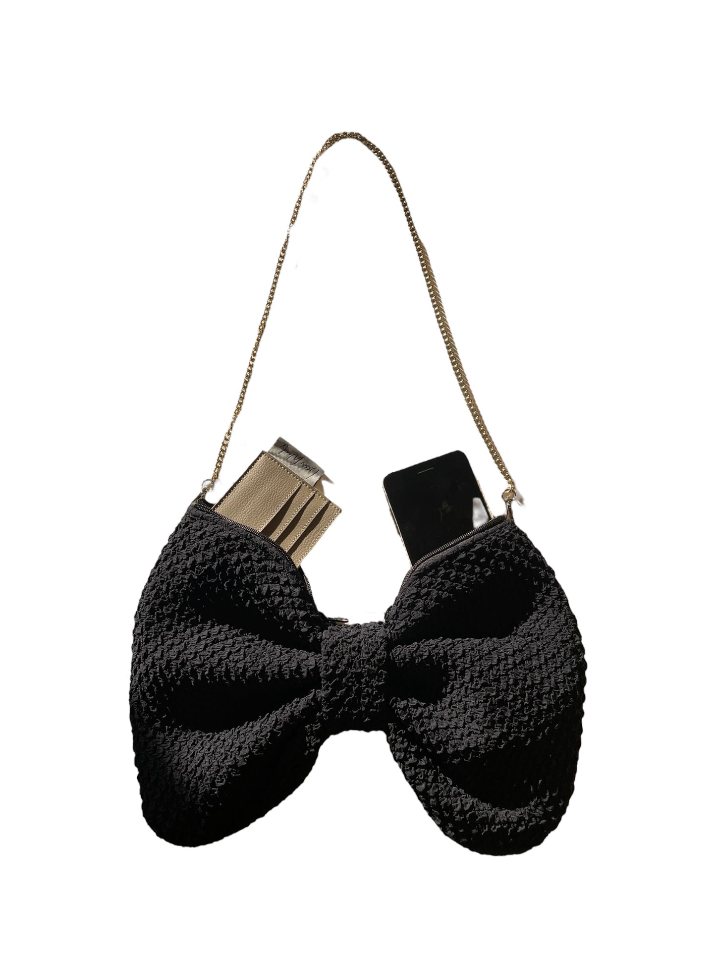 Borsa a fiocco nera texture rilievo *preordine