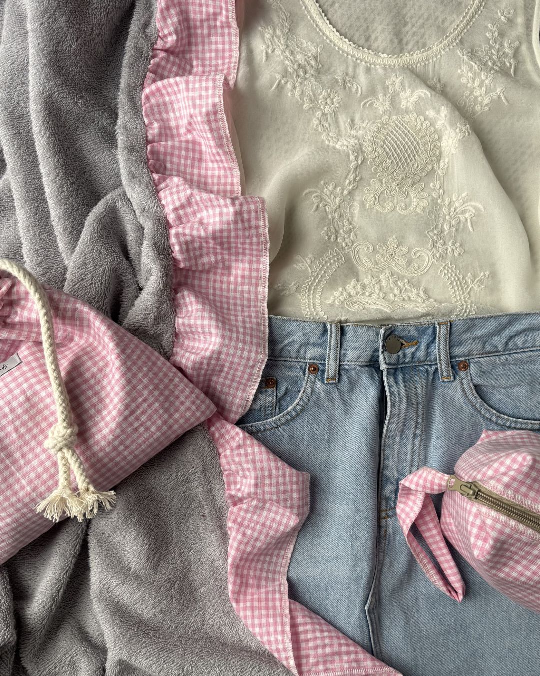 Telo da mare Rosa e grigio