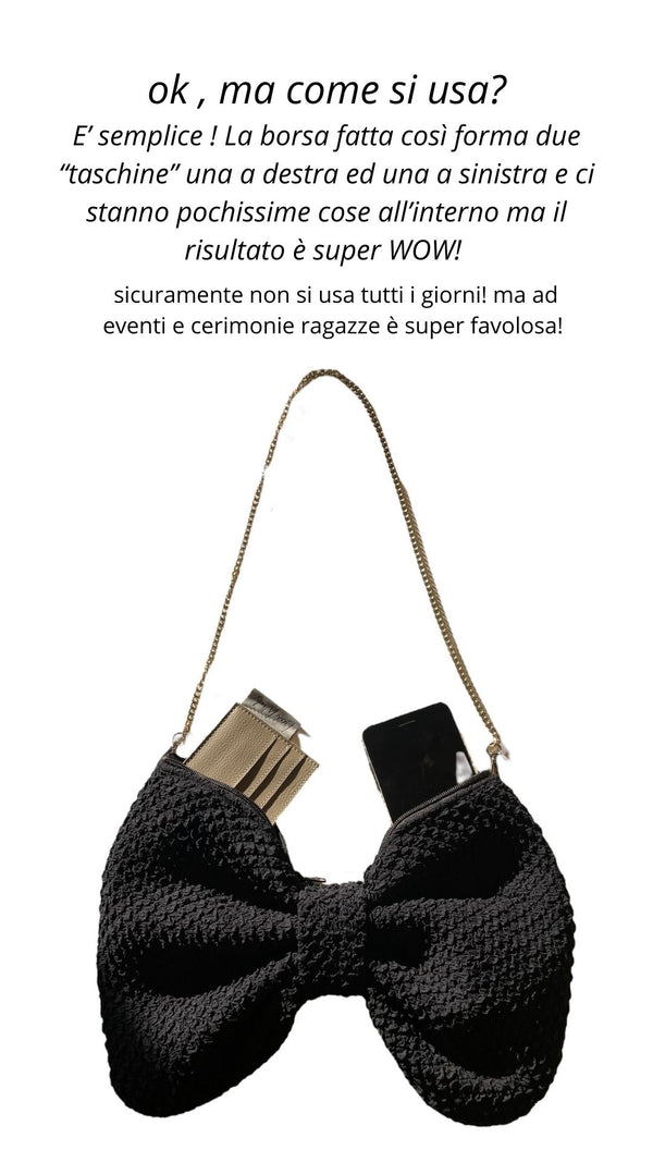 Borsa a fiocco ORO CHIARO micro paillettes *