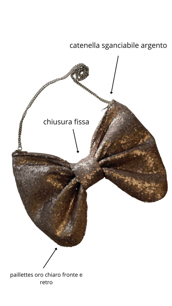 Borsa a fiocco ORO CHIARO micro paillettes *